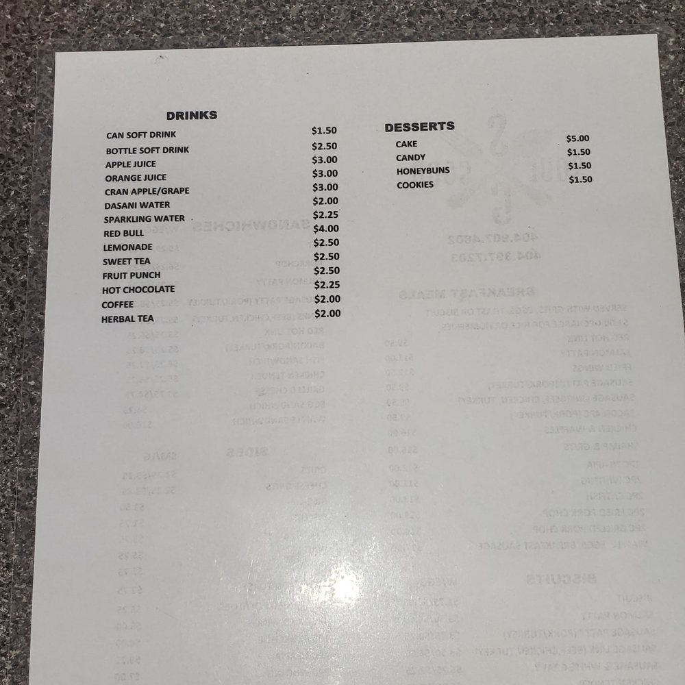 Soul Good - Back of breakfast menu 8/7/2022 - Soul Food Near Me - Atlanta, Georgia Soul Good - Back of breakfast menu 8/7/2022 - Soul Food Near Me - Atlanta, Georgia