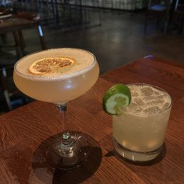 75mm (left), mezcal margarita (right) 75mm (left), mezcal margarita (right)