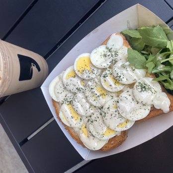 Cafe Comma - Egg and garlic toast Ice chai latte - Coffee & Tea Near Me - Atlanta, Georgia Cafe Comma - Egg and garlic toast Ice chai latte - Coffee & Tea Near Me - Atlanta, Georgia