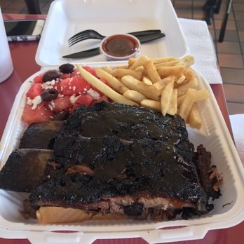 Rosako's Restaurant - Short ribs special with fries and watermelon salad - Soul Food Near Me - Bedford, Texas