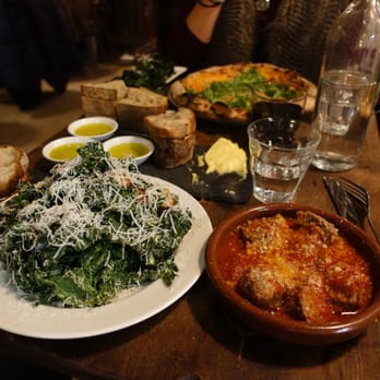 Razza - A quick snapshot of the delcious meal we had. Check out the Kale Cesar and the fire roasted meatballs. DELICIOUS!!!!! - Pizza Near Me - Jersey City, New Jersey