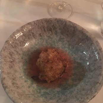 EL Ideas - Salt cod fritter / crab / watermelon / tomato / eggplant / kochukaru - New American Near Me - Chicago, Illinois EL Ideas - Salt cod fritter / crab / watermelon / tomato / eggplant / kochukaru - New American Near Me - Chicago, Illinois