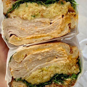 Gigi's Cafe - Seasonal Sandwich: Thanksgiving Dinner Sandwich (Turkey, Stuffing, Cranberry Sauce, Fried Onions, $11.95)- 4.5/5 stars - Breakfast & Brunch Near Me - Burlingame, California