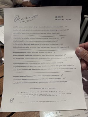 Menu photo 2 Oceano Kitchen Lake Worth Beach, FL