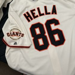 Majestic SF Giants Home Jersey with sleeve patch and custom letters and numbers from Shirtique.