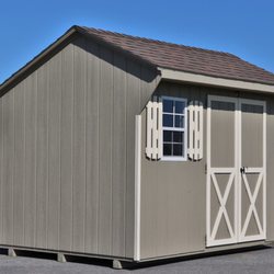 EZ Storage Barns - Tan board and batten quaker style shed