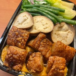Carinderia - Lechon (they ran out of oxtail) with veggies and peanut butter sauce (kare kare) - first time having this combo