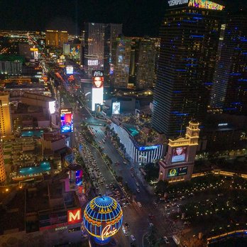 Eiffel Tower Viewing Deck - Looking south towards the Luxor in the distance - Amusement Parks Near Me - Las Vegas, Nevada
