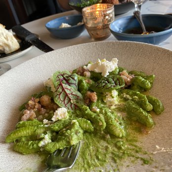 The Graceful Ordinary - Pesto pasta with pickled ramps. Not as gorgeous in looks as flavor. - New American Near Me - St. Charles, Illinois The Graceful Ordinary - Pesto pasta with pickled ramps. Not as gorgeous in looks as flavor. - New American Near Me - St. Charles, Illinois