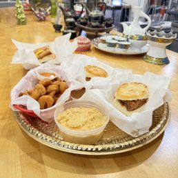 Cajun shrimp & grits Cajun fish biscuit Cajun chicken biscuit