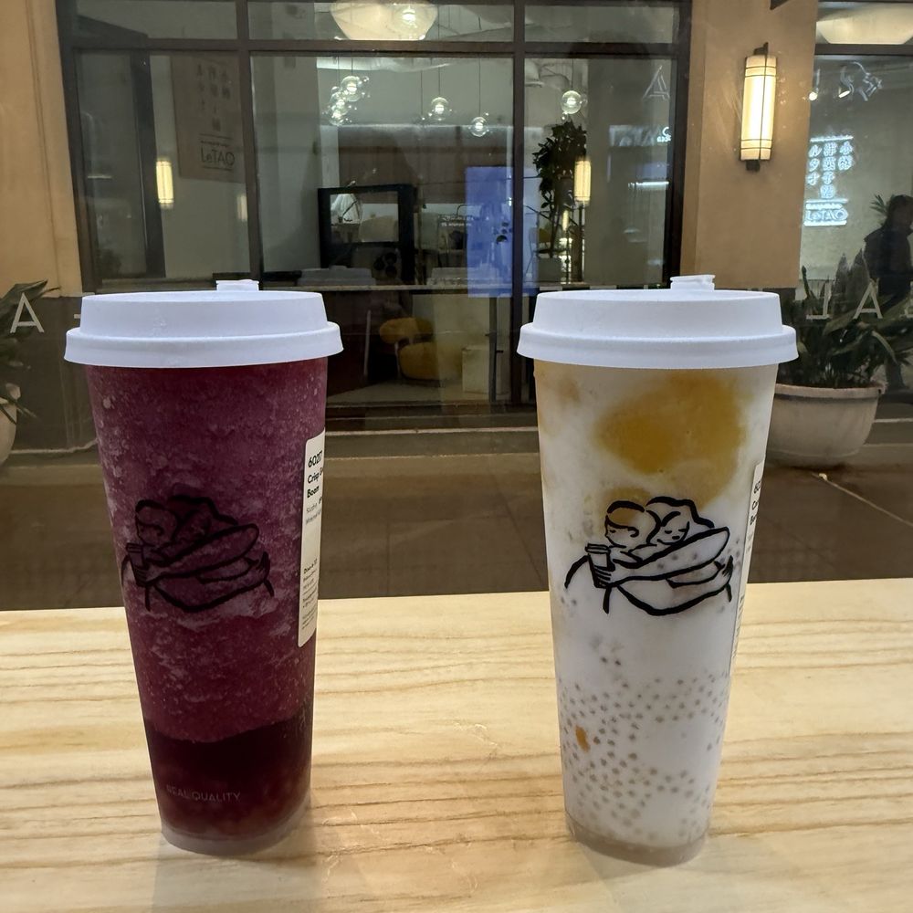 Heytea - (Left) crisp grape boom, (right) coconut mango boom - Bubble Tea Near Me - Bellevue, Washington Heytea - (Left) crisp grape boom, (right) coconut mango boom - Bubble Tea Near Me - Bellevue, Washington