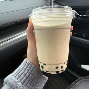 Desouro - metal buddha oolong milk tea with boba - Bubble Tea Near Me - Irvine, California