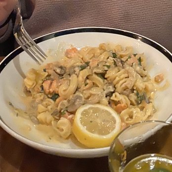 Von's 1000Spirits - Northwest Wild Salmon, San Juan Island Mushrooms and True Asiago Cream - New American Near Me - Seattle, Washington