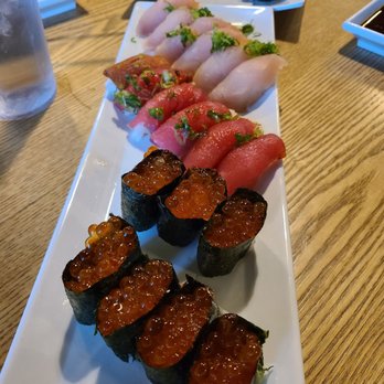 Hinoki Sushi - Ikura , tuna , albacore, fish egg with quailbegg shooters - Sushi Bars Near Me - Reno, Nevada Hinoki Sushi - Ikura , tuna , albacore, fish egg with quailbegg shooters - Sushi Bars Near Me - Reno, Nevada