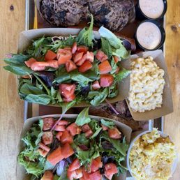 Bbq salads with brisket, Mac & cheese, Aunt Susan's Corn Casserole