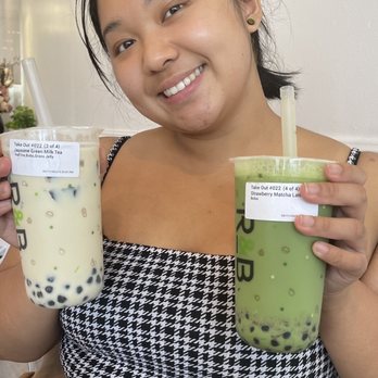 R&B Tea - Jasmin green milk tea and strawberry matcha latte with boba - Coffee & Tea Near Me - Norwalk, California
