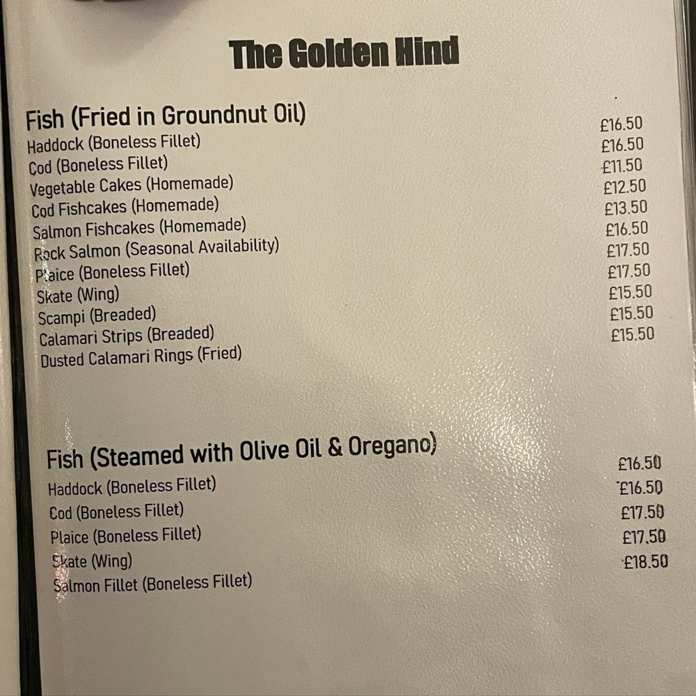 The Golden Hind - This restaurant has the most variety of fish and they are the biggest size I ever seen in London or anywhere. - Fish & Chips Near Me - London, XGL
