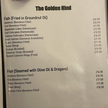 The Golden Hind - This restaurant has the most variety of fish and they are the biggest size I ever seen in London or anywhere. - Fish & Chips Near Me - London, XGL