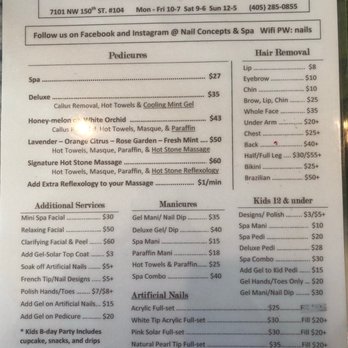 Nail Concepts & Spa - Menu - Nail Salons Near Me - Oklahoma City, Oklahoma