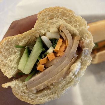 Cali Banh Mi - PORK LOAF w/PATE BANH MI cross section - Sandwiches Near Me - San Diego, California Cali Banh Mi - PORK LOAF w/PATE BANH MI cross section - Sandwiches Near Me - San Diego, California