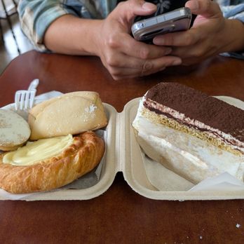 RicoPan LatinPastries - Left: Custard Danish, Alfajores, and the lemon taquito Right: tres leches tiramisu - Bakeries Near Me - San Bruno, California