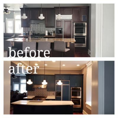 From stain to a paint finish. - These kitchens became a space that now inspires to stay in, either to prepare food or simply to share a glass of wine after a day of work.