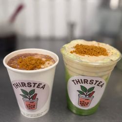 ThirsTea - Cookie butter Chocolate (left) Cookie butter Matcha (right)