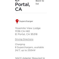 Tesla Supercharger - Supercharger located at Yosemite View Lodge