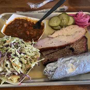 Interstellar BBQ - 1/4 pound Turkey, 1/4 pound brisket, jalapeño coleslaw and complimentary beans - Barbeque Near Me - Austin, Texas Interstellar BBQ - 1/4 pound Turkey, 1/4 pound brisket, jalapeño coleslaw and complimentary beans - Barbeque Near Me - Austin, Texas