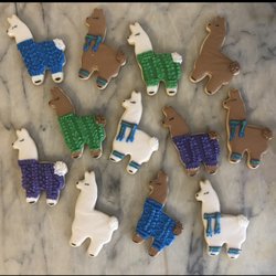 Paper Rock Fork Bakery - Llama in sweater decorated sugar cookies