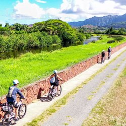 Active Oahu Tours - E-Bike along the Kawainui Marsh, a National monument, in Kailua.