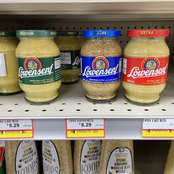 Famous Foods - Löwensenf mustard ($6.29). Much cheaper at Save on Foods/Walmart - Grocery Near Me - Vancouver, British Columbia
