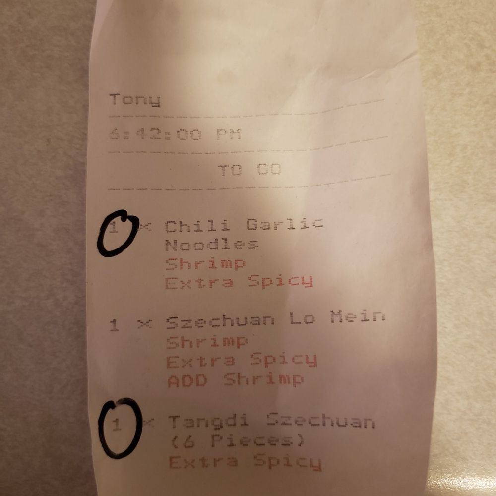 Chinese Dhaba - Receipt from purchase. It was the garlic spicy noodles with shrimp and the wings that did us in. - Indian Near Me - Decatur, Georgia Chinese Dhaba - Receipt from purchase. It was the garlic spicy noodles with shrimp and the wings that did us in. - Indian Near Me - Decatur, Georgia