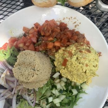Cafe Karibo - Mediterranean Couscous Salad with a scoop of Curry Chicken salad for protein. Yum! - Seafood Near Me - Fernandina Beach, Florida Cafe Karibo - Mediterranean Couscous Salad with a scoop of Curry Chicken salad for protein. Yum! - Seafood Near Me - Fernandina Beach, Florida