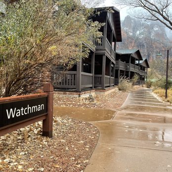 Zion Lodge - Watchman lodge on rainy day - Hotels Near Me - Springdale, Utah Zion Lodge - Watchman lodge on rainy day - Hotels Near Me - Springdale, Utah
