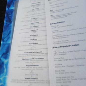 Driftwood Bar & Grille - Menu June 2022 - Cocktail Bars Near Me - Lihue, Hawaii Driftwood Bar & Grille - Menu June 2022 - Cocktail Bars Near Me - Lihue, Hawaii
