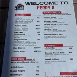 Perry's Lobster - Menu