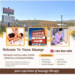 Yucca Massage - Yucca Massage
7309 Apache Trail.Yucca Valley, CA 92284
( Behind Kasa market&panda building )