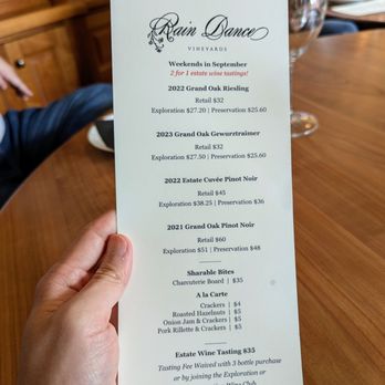 Rain Dance Vineyards - Rain Dance Vineyards wine tasting menu. - Wineries Near Me - Newberg, Oregon Rain Dance Vineyards - Rain Dance Vineyards wine tasting menu. - Wineries Near Me - Newberg, Oregon