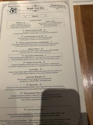 Menu photo 1 Maple Tree Inn Homewood, IL Menu photo 1 Maple Tree Inn Homewood, IL
