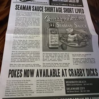 Crabby Dick’s - Menu - Seafood Near Me - Rehoboth beach, Delaware Crabby Dick’s - Menu - Seafood Near Me - Rehoboth beach, Delaware