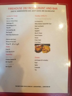 Menu photo 1 Firehouse 282 St. Louis, MO