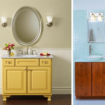 All Teriors - a bathroom with two sinks and a cabinet - Flooring Near Me - Tempe, Arizona