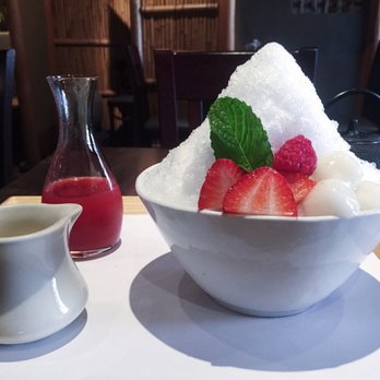 Cha-An - Shaved ice (Strawberry flavor) with the strawberry syrup and condensed milk on the side - Japanese Near Me - New York, New York Cha-An - Shaved ice (Strawberry flavor) with the strawberry syrup and condensed milk on the side - Japanese Near Me - New York, New York