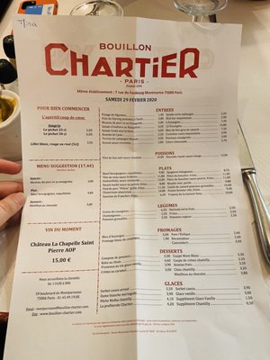 Menu photo 8 Bouillon Chartier Paris, 01