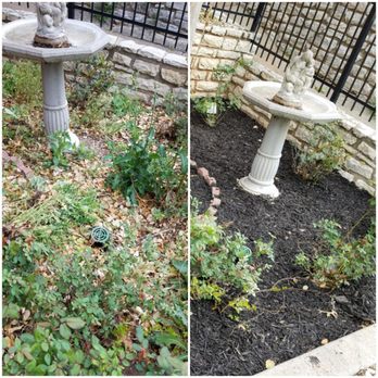 Texas Turf Lawn Care - Flowerbed clean up, mulch job! Before and after! - Lawn Services Near Me Texas Turf Lawn Care - Flowerbed clean up, mulch job! Before and after! - Lawn Services Near Me