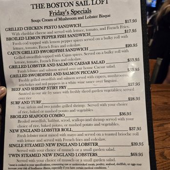 Boston Sail Loft - Friday special menu - Bars Near Me - Boston, Massachusetts