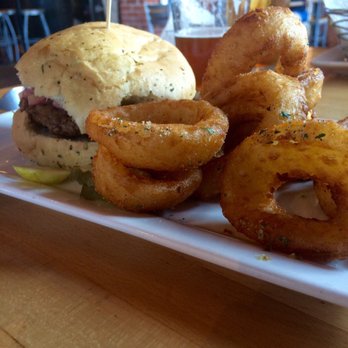 Canal Park Brewing - Gyro burger with amazing onion rings! - Breweries Near Me - Duluth, Minnesota Canal Park Brewing - Gyro burger with amazing onion rings! - Breweries Near Me - Duluth, Minnesota