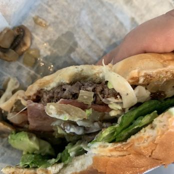 Burger Boss - Inside of burger, appears to be cooked medium well - Burgers Near Me - Tustin, California Burger Boss - Inside of burger, appears to be cooked medium well - Burgers Near Me - Tustin, California
