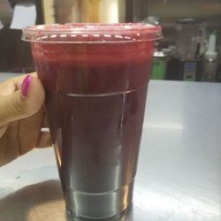 Fresh juiced Beets, ginger root and limes - my own mix. They'll blend whatever you want.